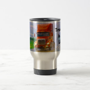 MUG DE VOYAGE CAMIONS BIG RIG RED TRUCK VOYAGE MUG