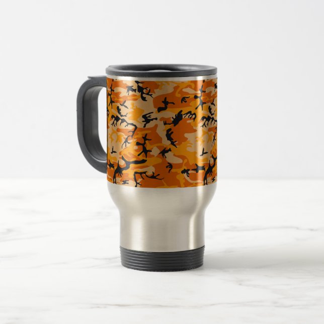 Mug De Voyage Camouflage orange, Militaire, Armée (Devant gauche)