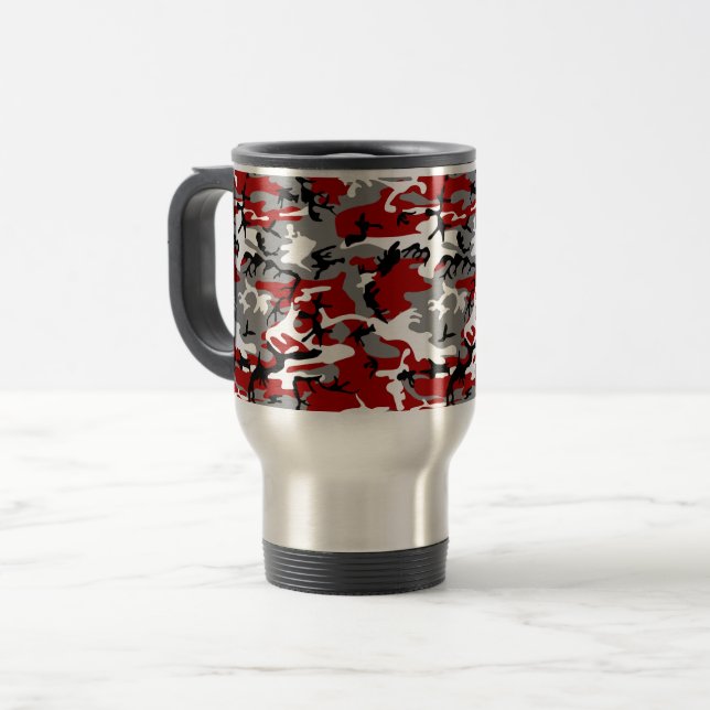 Mug De Voyage Camouflage rouge et gris, Militaire, Armée (Devant gauche)