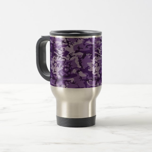Mug De Voyage Camouflage Violet, Militaire, Armée (Devant gauche)