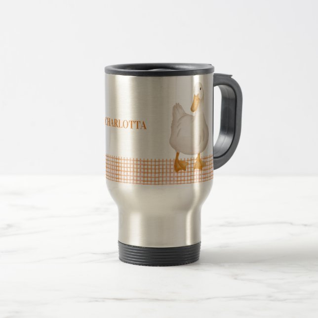 Mug De Voyage Canard personnalisé – Conception d'animal de ferme (Devant droit)