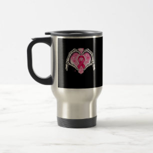 Mug De Voyage Cancer du sein Squelette Coeur de la main Signal r