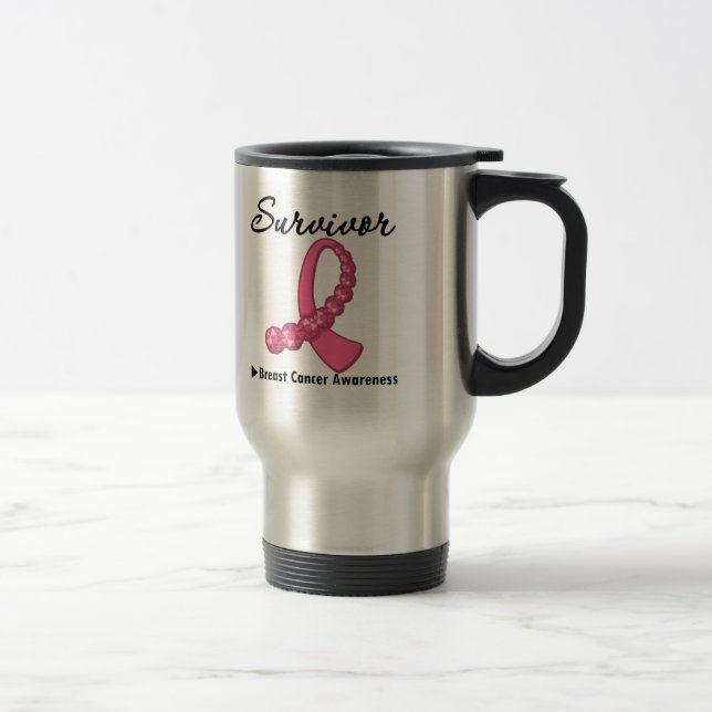 Mug De Voyage Cancer du sein Survivante Gemstone Ribbon (Droit)