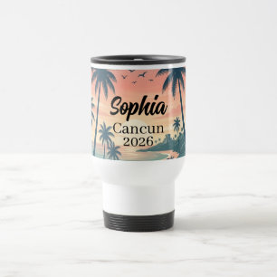 Mug De Voyage Cancun Vintage 2026 Coucher de soleil tropical sur