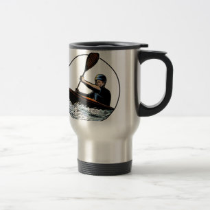 Mug De Voyage Canoë Scratchboard de Paddler de kayak