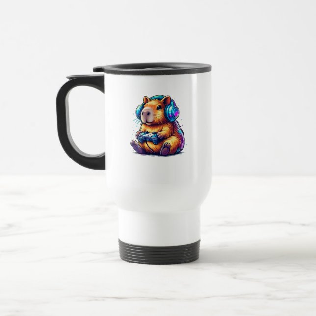 Mug De Voyage Capybara de jeu mignon (Gauche)