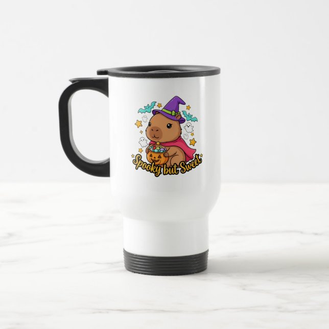 Mug De Voyage Capybara Sorcière d'Halloween Effrayant mais Migno (Gauche)