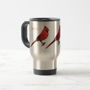 Mug De Voyage Cardinal du Nord dessin animé d'oiseau