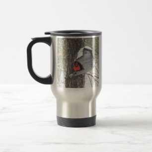 Mug De Voyage Cardinal sur un oiseau nourricier voyage muet