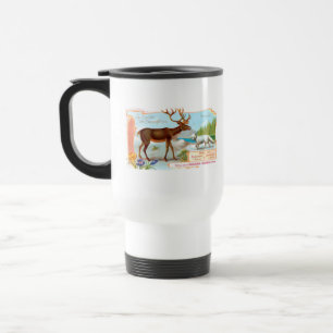 Mug De Voyage Caribou (renne) et renard arctique vintage