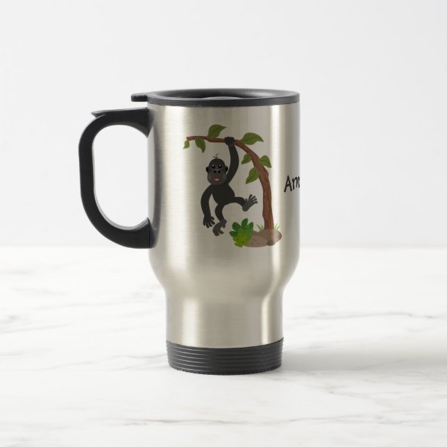 Mug De Voyage Caricature de bébé gorille joyeux (Gauche)