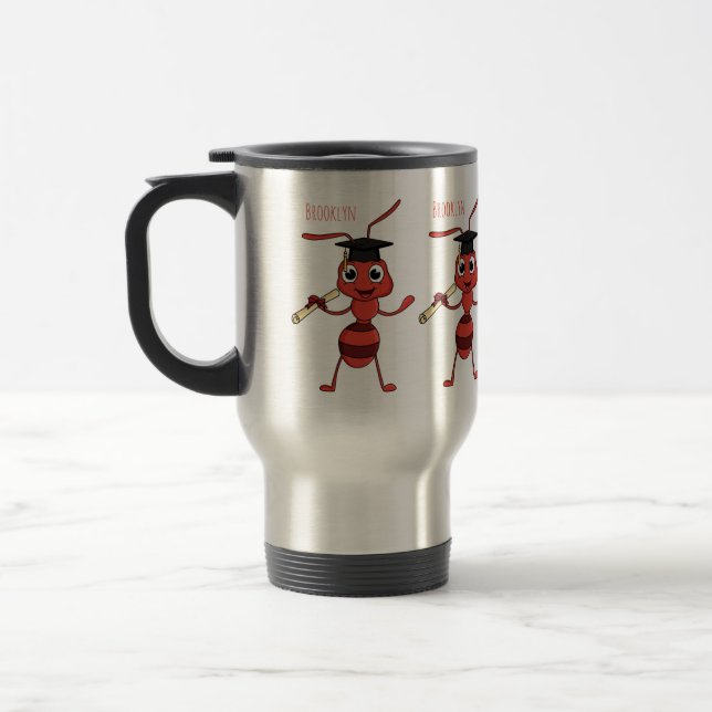 Mug De Voyage Caricature de fourmi rouge joyeux (Gauche)