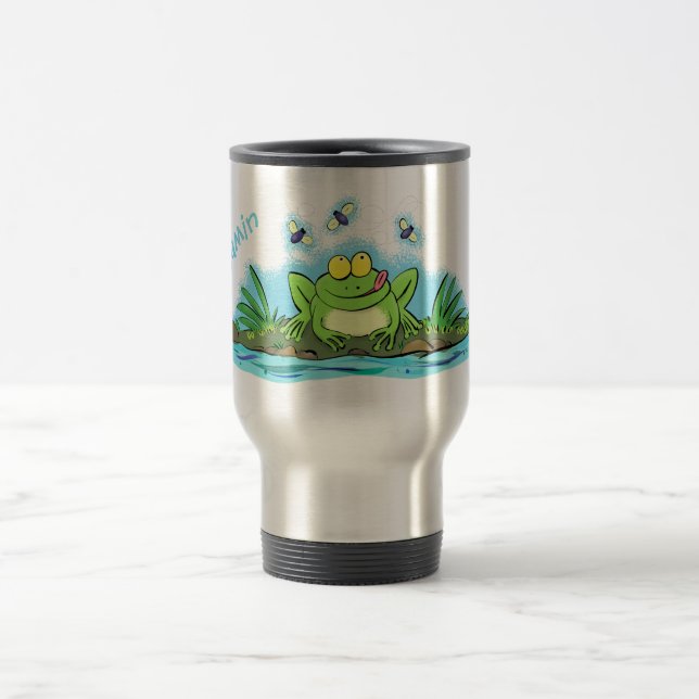 Mug De Voyage Caricature de grenouille vert mignon (Centre)