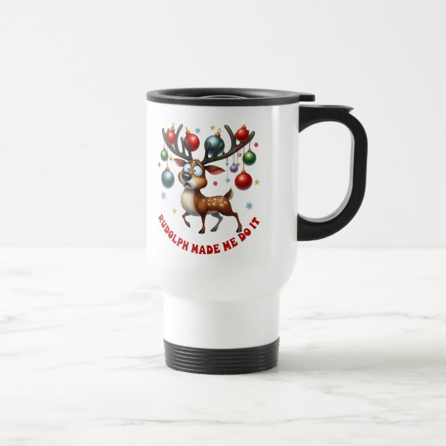 Mug De Voyage Caricature de Noël Reindeer (Droite)