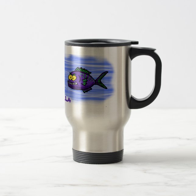 Mug De Voyage Caricature de poisson de Piranha (Droit)