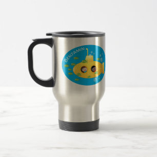 Mug De Voyage Caricature de poisson sous-marin jaune mignon