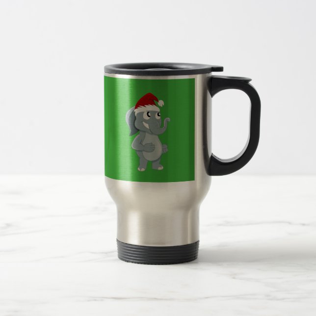 Mug De Voyage Caricature d'éléphant de Noël (Droit)