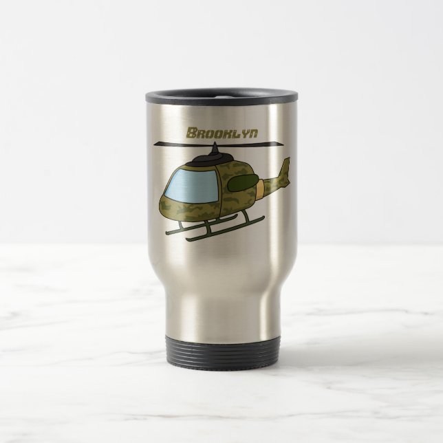 Mug De Voyage Caricature d'hélicoptère camoflage de l'armée (Centre)