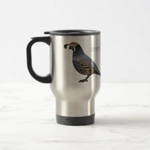 Mug De Voyage Caricature d'oiseau de caille de Californie