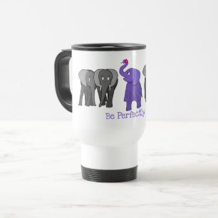 Mug De Voyage Caricature Eléphant Violet "Soyez Parfaitement Vou