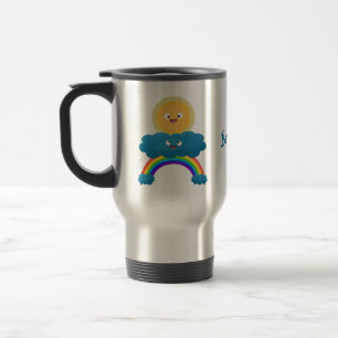 Mug De Voyage Caricature en arc-en-ciel du joyeux nuage de solei