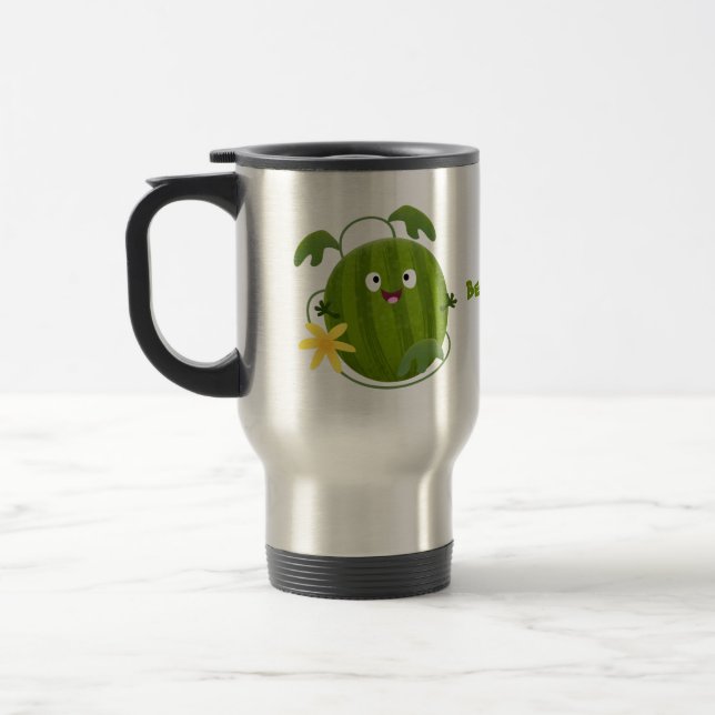 Mug De Voyage Caricature joli et souriant de pastèque (Gauche)