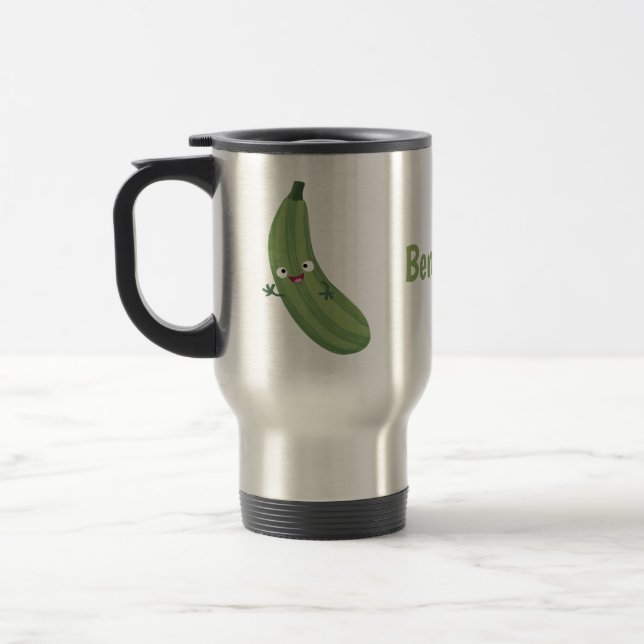 Mug De Voyage Caricature joyeux de courgettes mignonnes (Gauche)