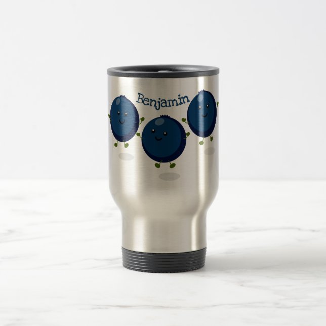 Mug De Voyage Caricature mignonne de bleuets violets (Centre)