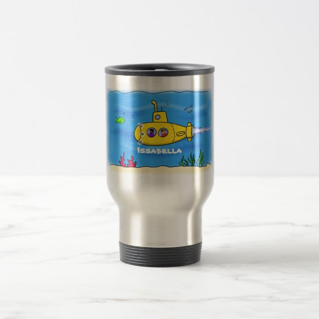 Mug De Voyage Caricature sous-marine joyeuse (Centre)