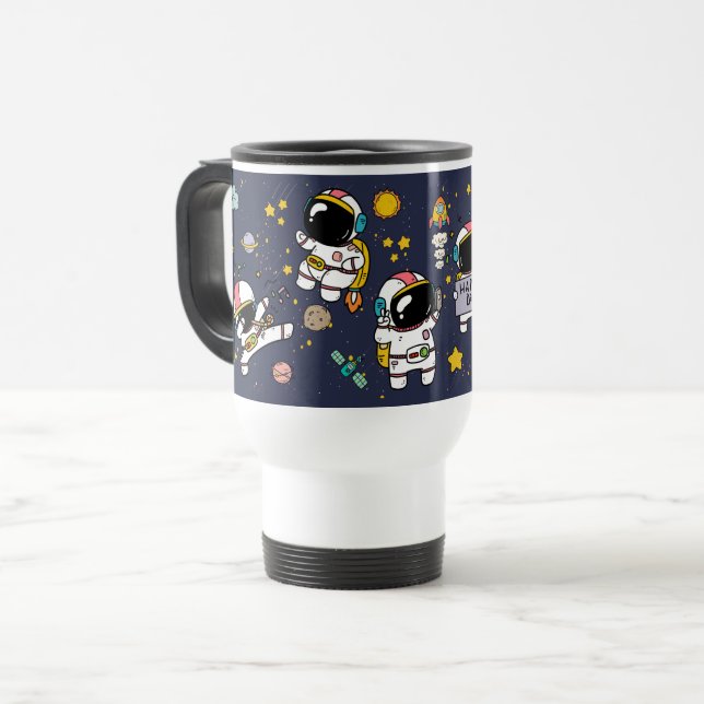 Mug De Voyage Caricature spatiale astronaute (Devant gauche)