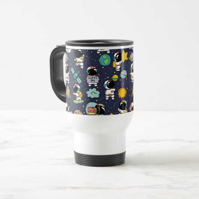Mug De Voyage Caricature spatiale astronaute (Devant gauche)