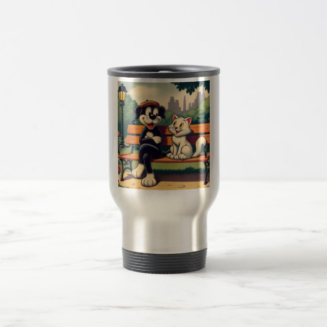 Mug De Voyage Caricature vintage pour chien/chat (Centre)