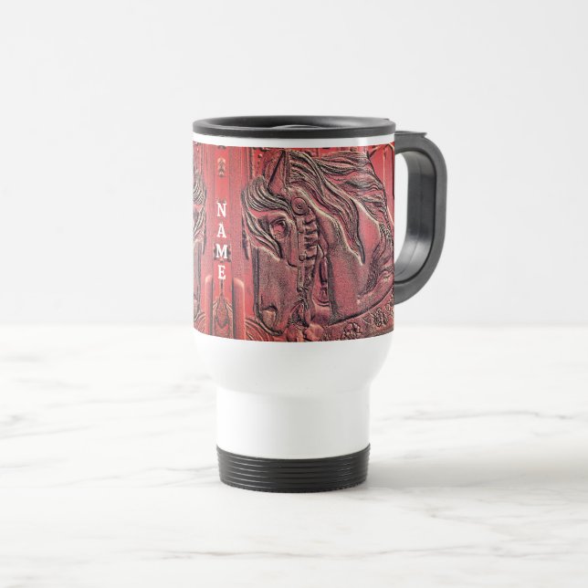 Mug De Voyage Carousel Horse Art Personnalisé (Devant droit)