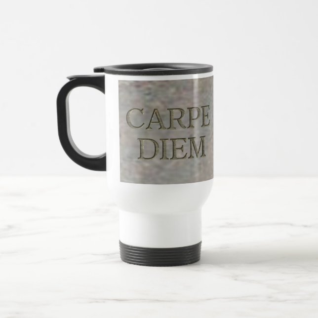 Mug De Voyage Carpe Diem Stone blanc voyage mug (Gauche)