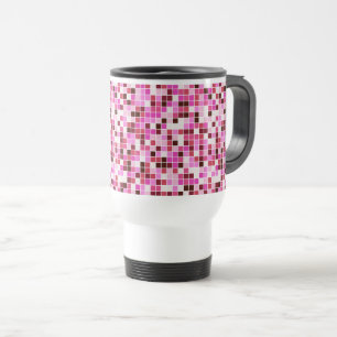 Mug De Voyage Carreaux de Piscine, Carreaux de Mosaïque Roses, M