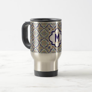Mug De Voyage Carreaux d'ornement vintages Monogramme