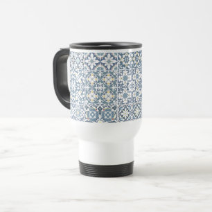 Mug De Voyage Carreaux Méditerranéens, Marocains, Majolique, Azu