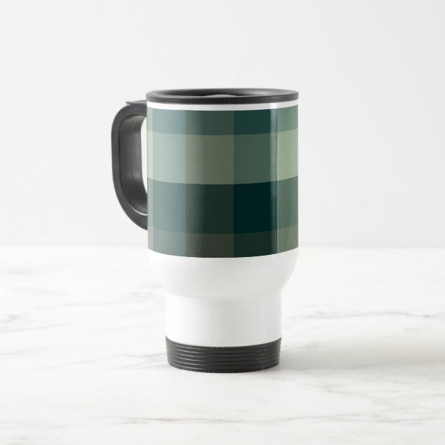 Mug De Voyage Carreaux Vichy Vert Design  (Devant gauche)