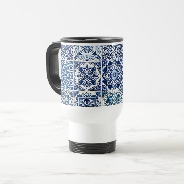 Mug De Voyage Carrelage méditerranéen, Portugais, Azulejo, Majol (Devant gauche)