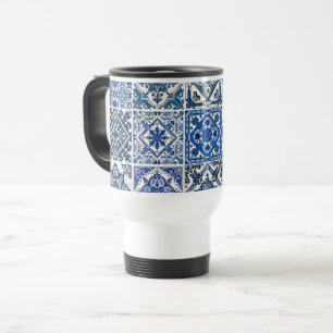 Mug De Voyage Carrelage méditerranéen, Portugais, Azulejo, Majol