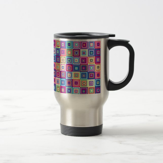 Mug De Voyage Carrés géométriques colorés (Droit)