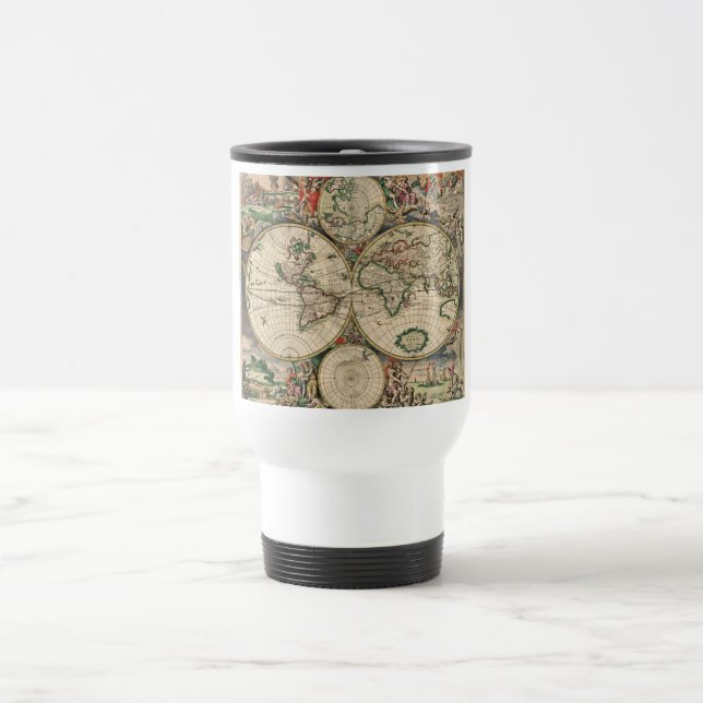 Mug De Voyage Carte antique du monde (Centre)