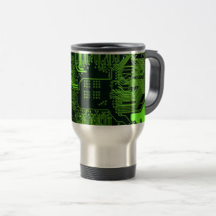 Mug De Voyage Carte cool de circuit informatique verte