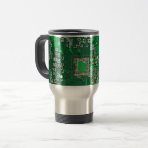Mug De Voyage Carte de circuit Geek d'ordinateur vert