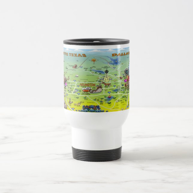 Mug De Voyage Carte de Dallas Fort Worth (Centre)