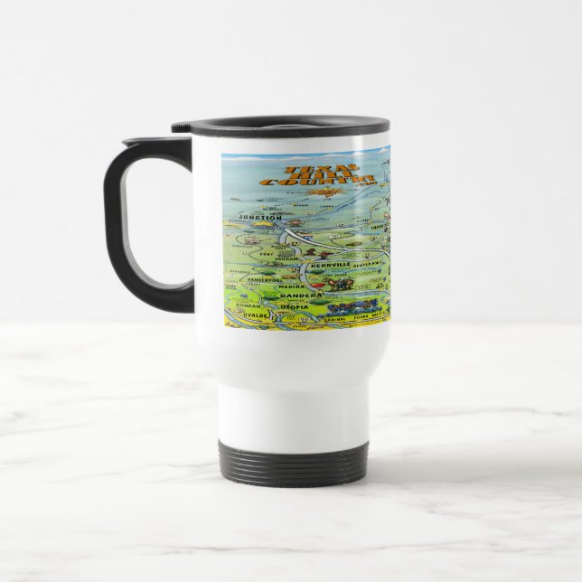 Mug De Voyage Carte de dessin de pays TX Hill (Gauche)