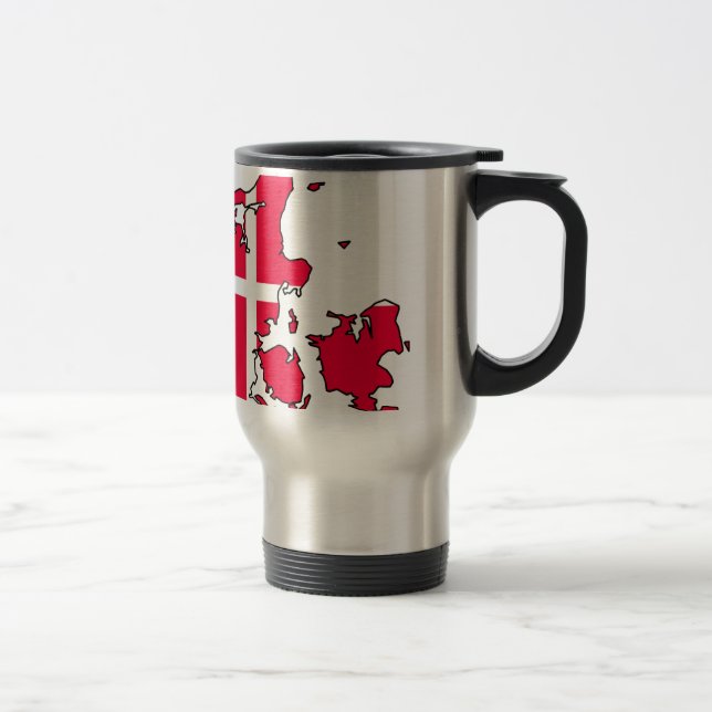 Mug De Voyage carte de drapeau du Danemark (Droit)