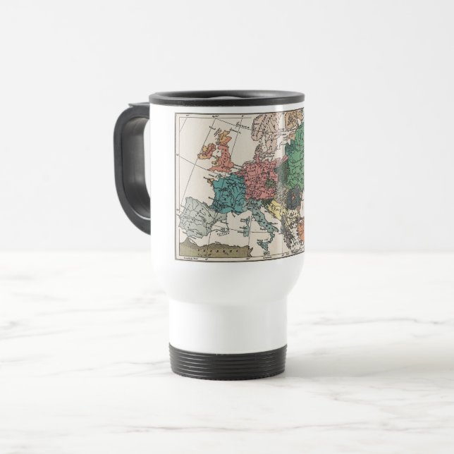 Mug De Voyage Carte de l'Europe vintage (Devant gauche)