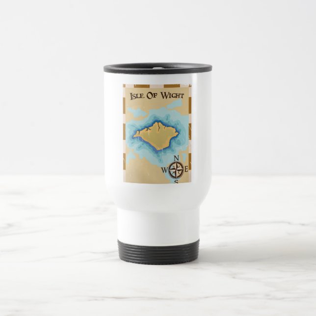 Mug De Voyage Carte de l'île de Wight Treasure poster de voyage (Centre)