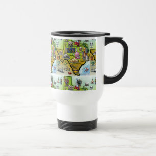 Mug De Voyage Carte de Texas en bande dessinée